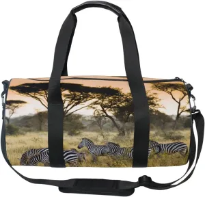 Cooper girl Africa Grassland Zebra Duffels Bag Travel Sport Gym Bag