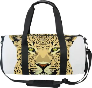 Cooper girl Spotted Leopard Face Duffels Bag Travel Sport Gym Bag