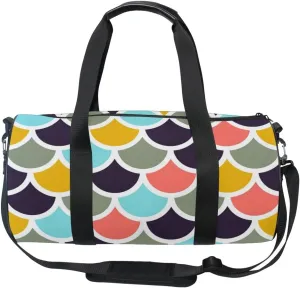 Cooper girl Watercolor Mermaid Scales Duffels Bag Travel Sport Gym Bag