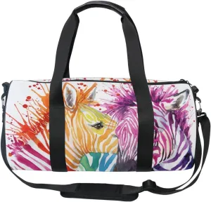 Cooper girl Watercolor Zebra Duffels Bag Travel Sport Gym Bag