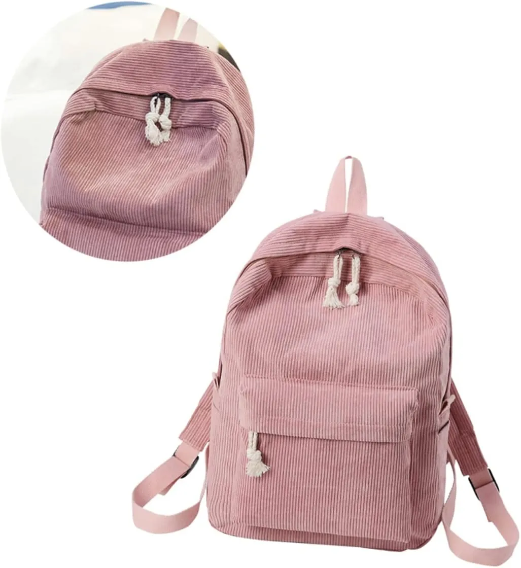 Corduroy Backpack for Women Fashionable Multi Functional Bag for Students High Capacity Storage for Books Cosmetics and More Stylish Bag