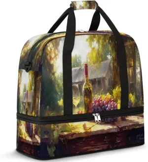 Countryside Pastoral Scenery Travel Duffle Bags With Shoes Compartment for Women Men Weekender Overnight Bag Foldable Sports Tote Gym Carry On Luggage Handlebag for Travel Yoga Hospital Workout