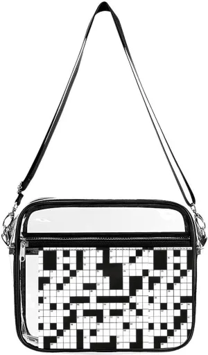 Crossword Puzzle Pattern Fashionable Transparent Crossbody Bag
