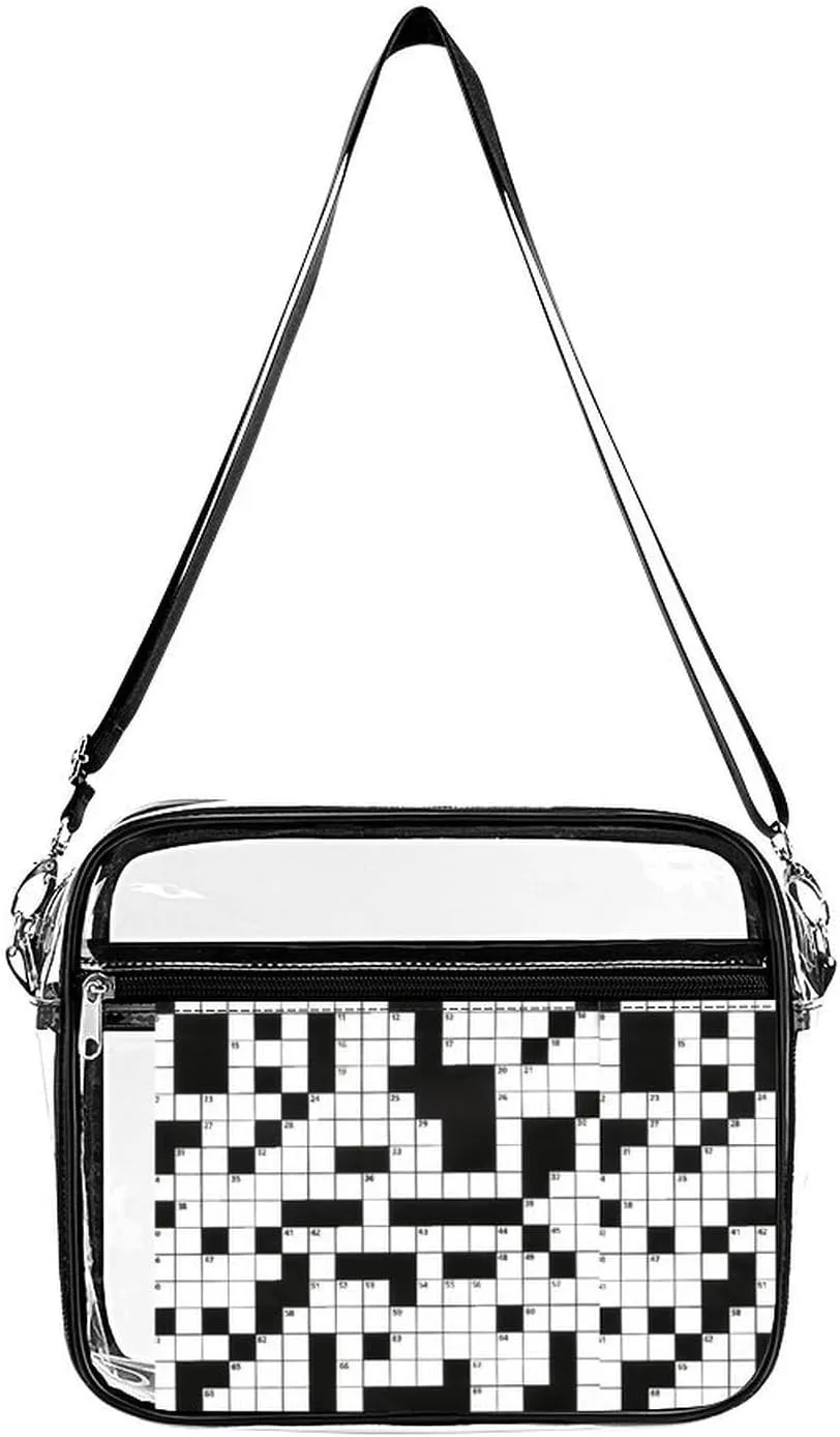 Crossword Puzzle Pattern Fashionable Transparent Crossbody Bag