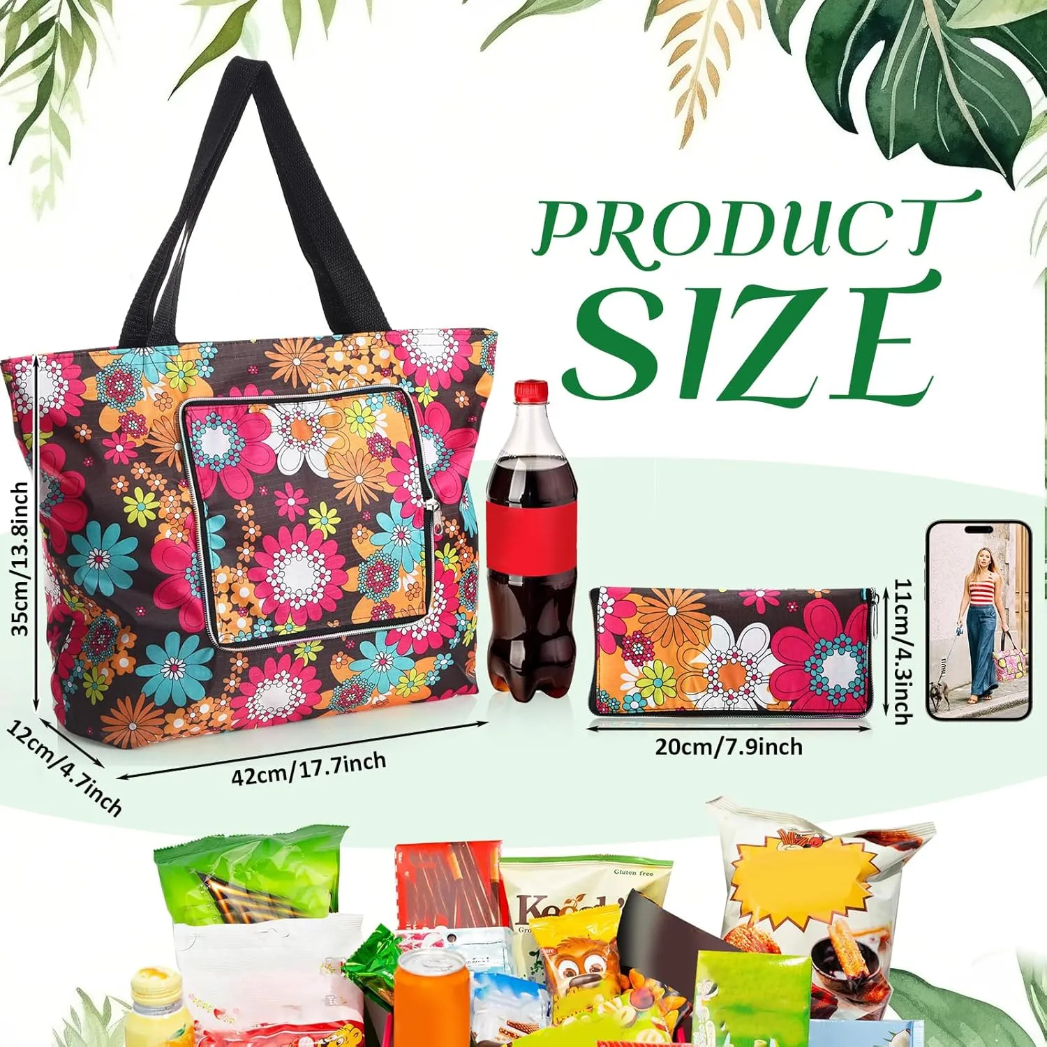 Cunno 8 Pcs Summer Reusable Shopping Bags for Groceries Beach Tote Bag Waterproof Travel Bags, 13.78 x 17.72 x 4.72''(Classic)