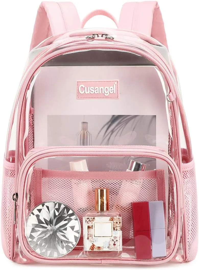 Cusangel Clear Backpack Stadium Approved 12×6×12,TPU Transparent Backpacks Plastic See Through Bag, Clear Bag for Concert Sport Event Work School Festival