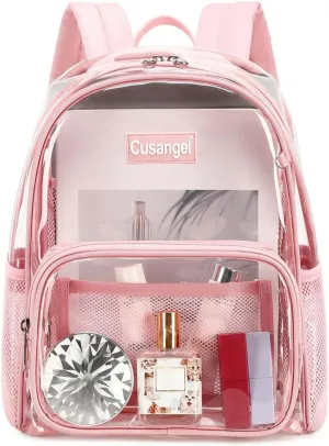 Cusangel Clear Backpack Stadium Approved 12×6×12,TPU Transparent Backpacks Plastic See Through Bag, Clear Bag for Concert Sport Event Work School Festival