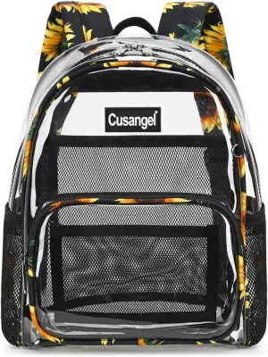 Cusangel Clear Backpack Stadium Approved 12×6×12,TPU Transparent Backpacks Plastic See Through Bag, Clear Bag for Concert Sport Event Work School Festival