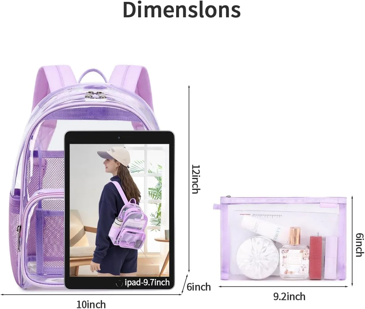 Cusangel Clear Backpack Stadium Approved 12×6×12,TPU Transparent Backpacks Plastic See Through Bag, Clear Bag for Concert Sport Event Work School Festival