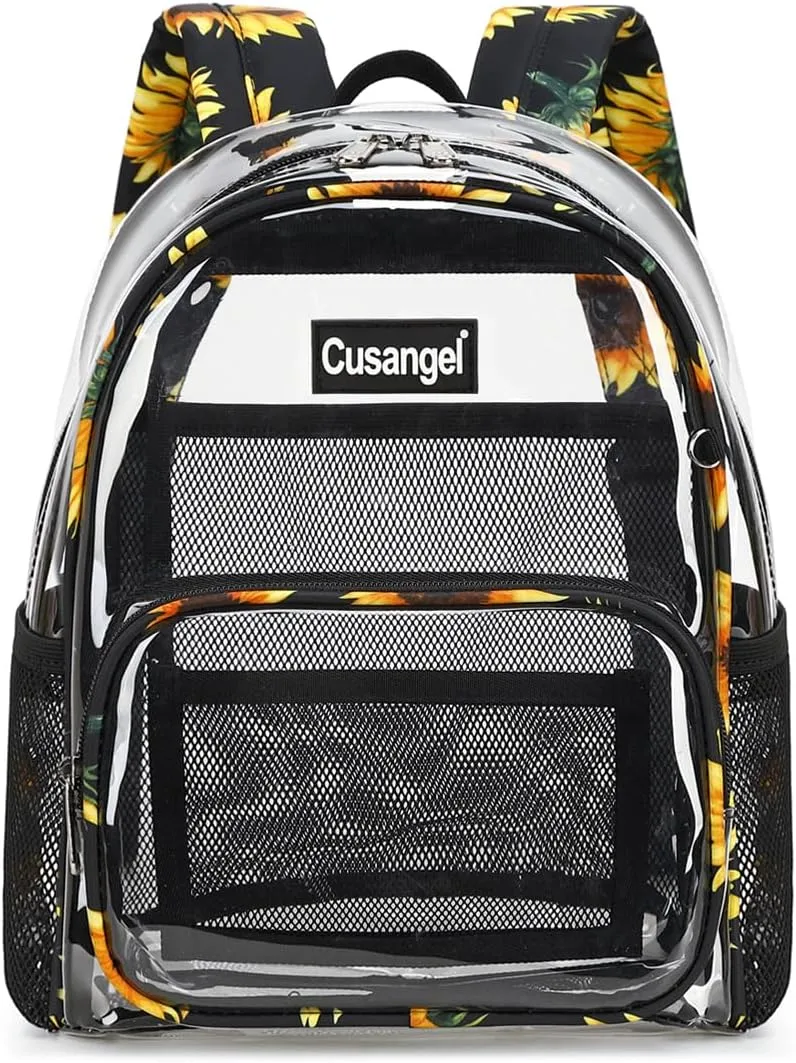Cusangel Clear Backpack Stadium Approved 12×6×12,TPU Transparent Backpacks Plastic See Through Bag, Clear Bag for Concert Sport Event Work School Festival
