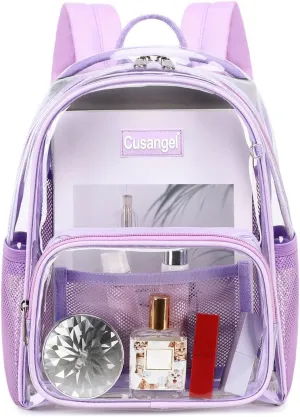 Cusangel Clear Backpack Stadium Approved 12×6×12,TPU Transparent Backpacks Plastic See Through Bag, Clear Bag for Concert Sport Event Work School Festival