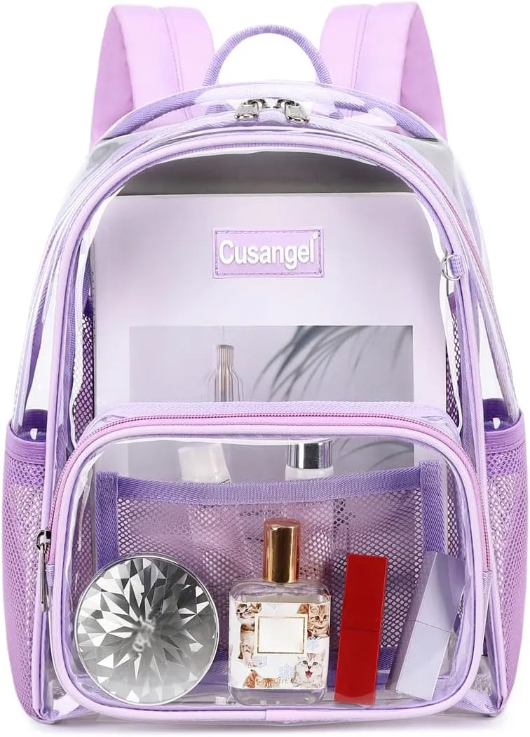 Cusangel Clear Backpack Stadium Approved 12×6×12,TPU Transparent Backpacks Plastic See Through Bag, Clear Bag for Concert Sport Event Work School Festival