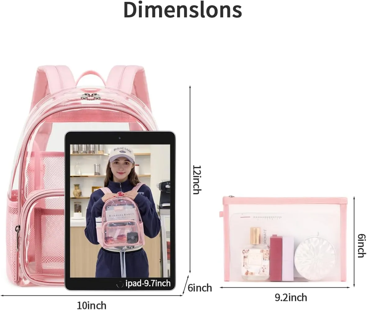 Cusangel Clear Backpack Stadium Approved 12×6×12,TPU Transparent Backpacks Plastic See Through Bag, Clear Bag for Concert Sport Event Work School Festival
