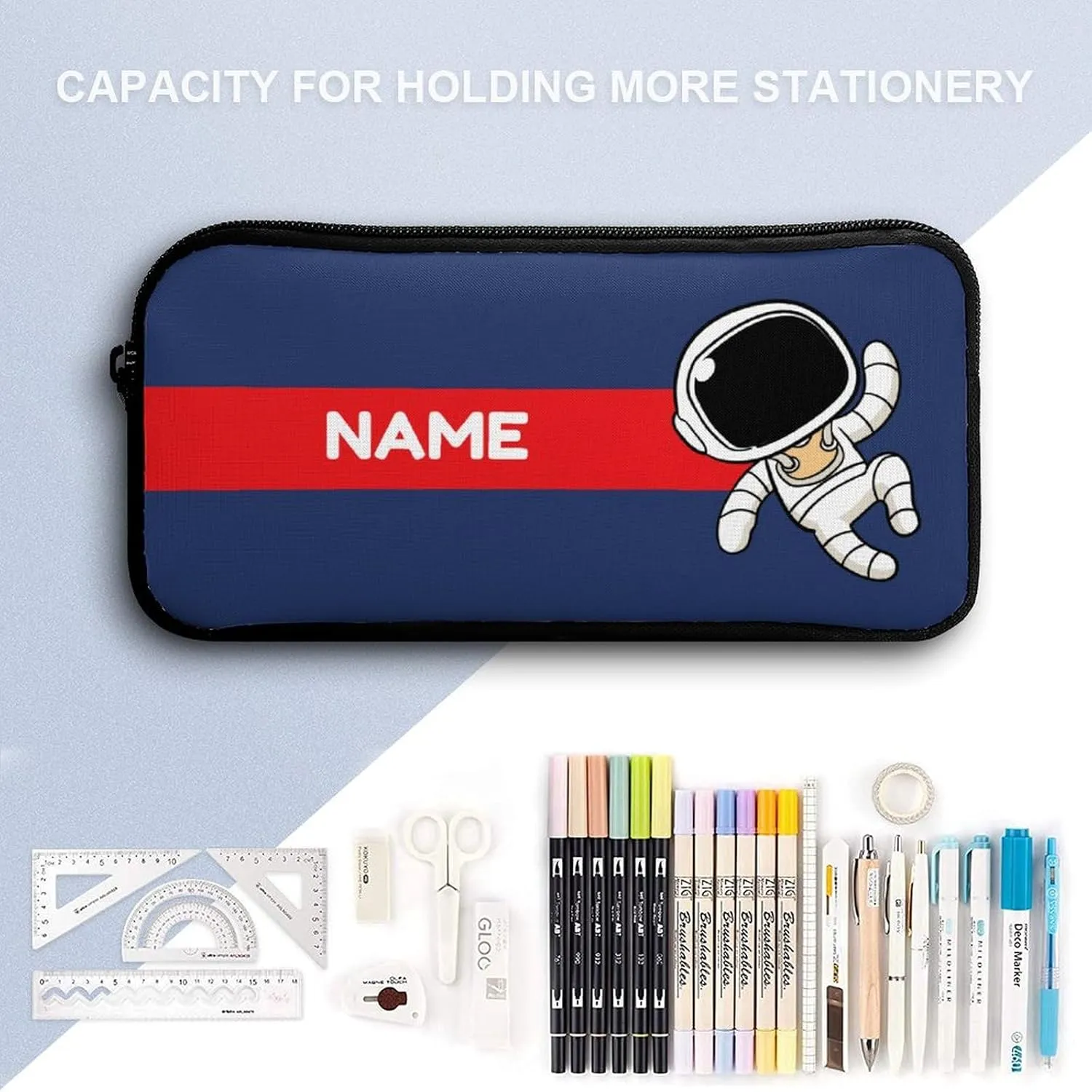 Custom 4 Piece Backpack Set Add Your Name Personalized Cute Astronaut School Bag with Lunch Bag Pencil Case Kids Water Bottle Customized Backpack for Girls Boys Student