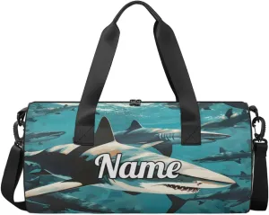Custom Dance Duffel Bag Sport Backpacks Gyms and Weekend Overnight Travel Duffle Bag Birthday Christmas Halloween Waterproof, Shark Sea
