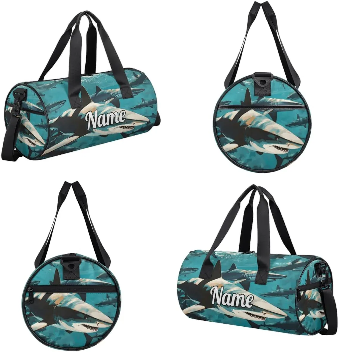 Custom Dance Duffel Bag Sport Backpacks Gyms and Weekend Overnight Travel Duffle Bag Birthday Christmas Halloween Waterproof, Shark Sea