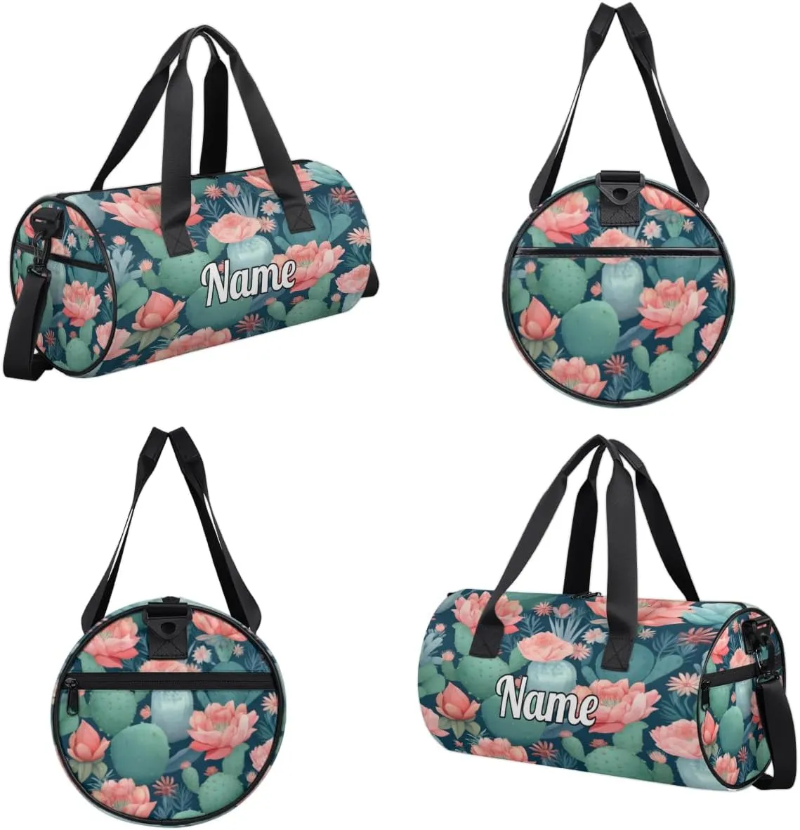 Custom Dance Duffel Bag Sport Backpacks Gyms and Weekend Overnight Travel Duffle Bag Birthday Christmas Halloween Waterproof, Summer Cactus Floral Print