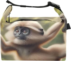 Custom Gibbon Monkey Yoga Animal Lunch Bag Reusable Women Lunch Box for Work Funny Cute Food Insulated Bag for Adults