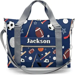 Custom Gift Sport Rugby Balls Soccer Ice Gym Duffel Bag – Travel Bag for Women and Men,Sports Gym Bag,Weekender Bag,Overnight Bag,Travel Tote Bags for Sports Workout with Name