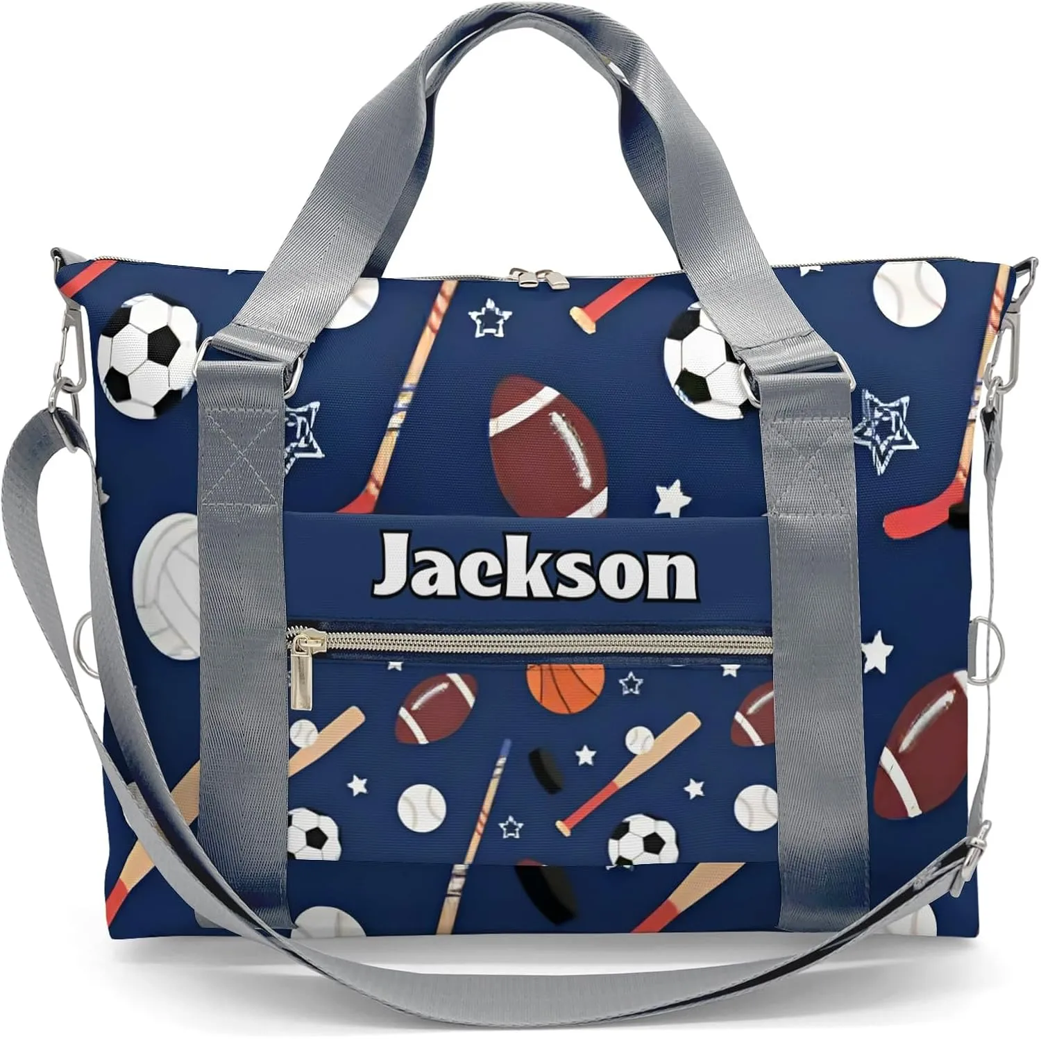 Custom Gift Sport Rugby Balls Soccer Ice Gym Duffel Bag – Travel Bag for Women and Men,Sports Gym Bag,Weekender Bag,Overnight Bag,Travel Tote Bags for Sports Workout with Name