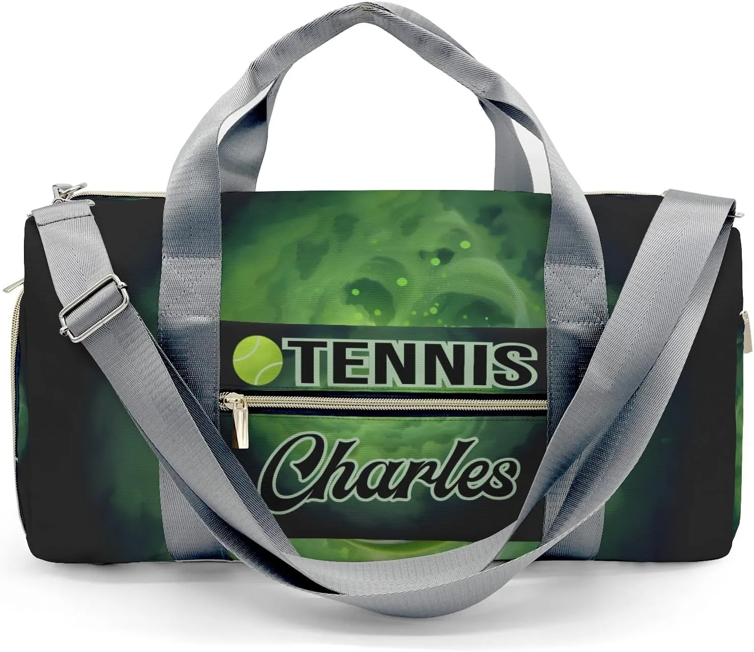 Custom Gym Bag Tennis Ball Sport Duffel Bag with Name Child Kids Adjustable Shoulder Strap Travel Bag for Boys Girls Teens