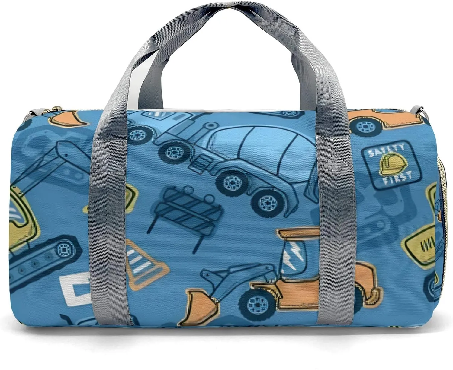 Custom Kids Cartoon Truck on Blue Duffel Overnight Dance Bag for Girls Personalized Dance Duffle Bag for Women Girls Customized Kids Gifts