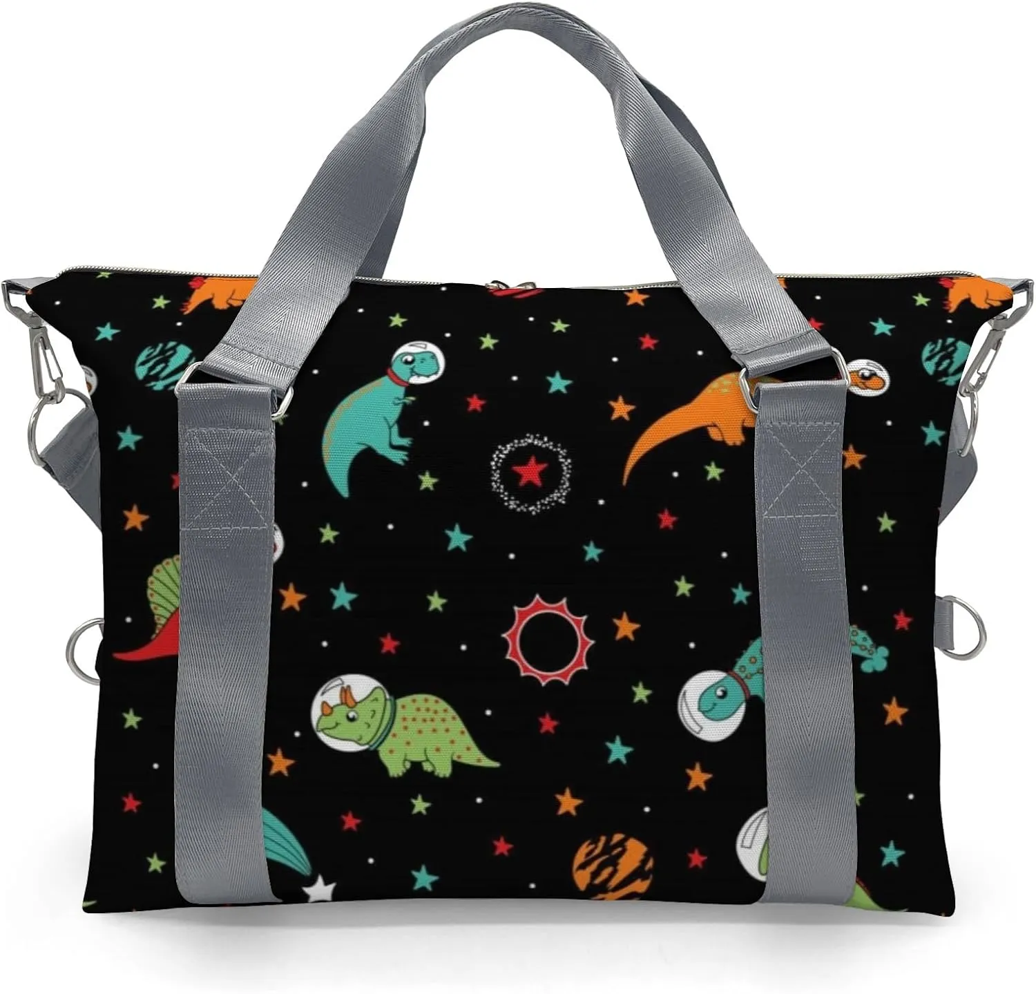 Custom Kids Dinosaur Print Night Star Duffel Overnight Dance Bag for Girls Personalized Dance Duffle Bag for Women Girls Customized Kids Gifts
