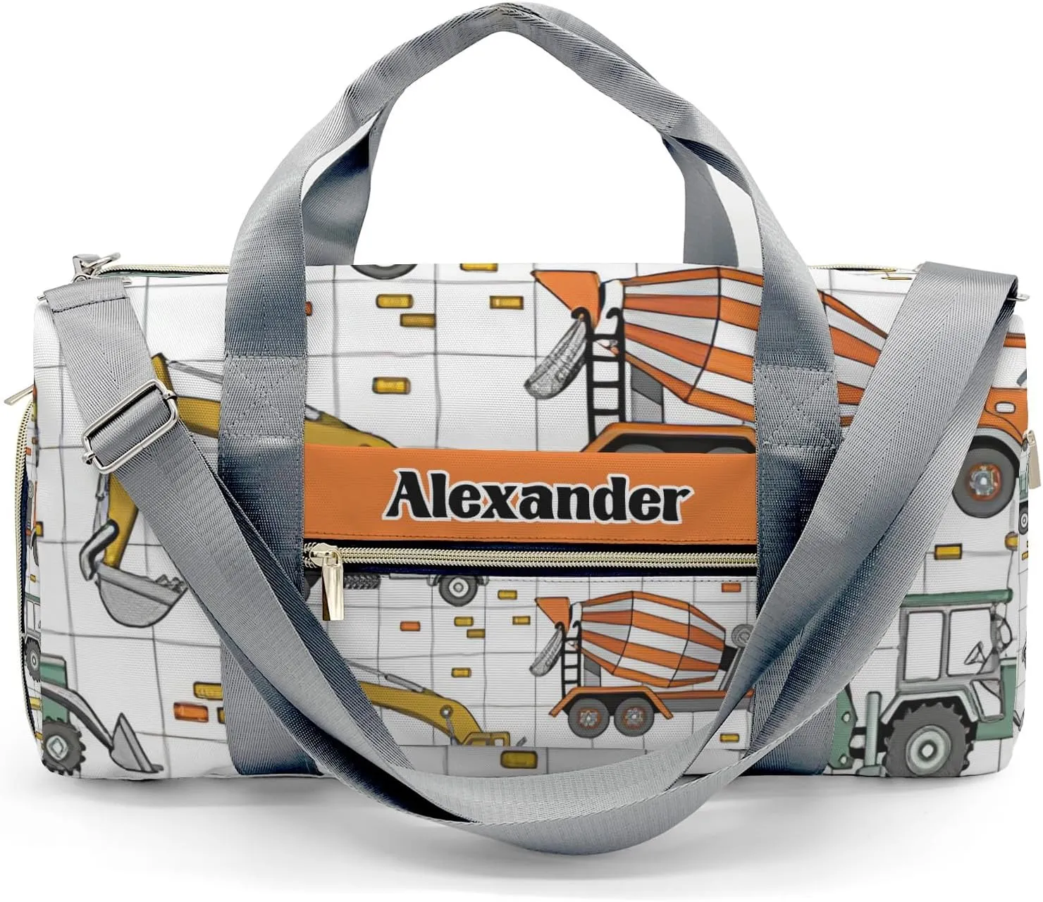 Custom Kids Duffel Overnight Dance Bag for Girls,Cartoon Construction Truck Forklift Personalized Dance Duffle Bag for Women Girls Customized Kids Gifts