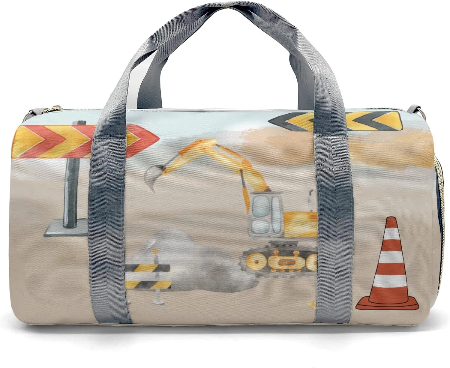 Custom Kids Duffel Overnight Dance Bag for Girls,Cartoon Dump Crane Truck Stop Personalized Dance Duffle Bag for Women Girls Customized Kids Gifts