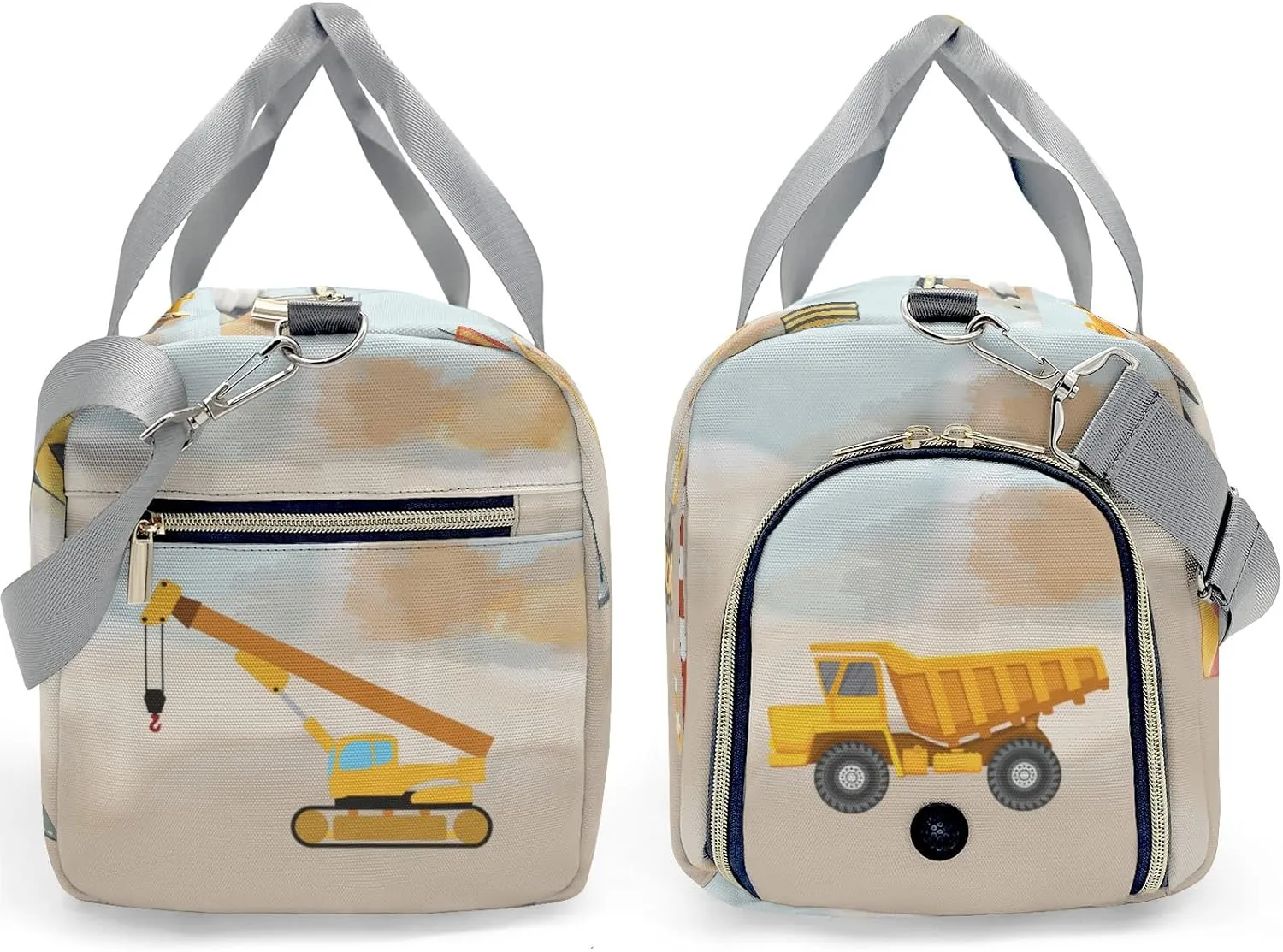 Custom Kids Duffel Overnight Dance Bag for Girls,Cartoon Dump Crane Truck Stop Personalized Dance Duffle Bag for Women Girls Customized Kids Gifts