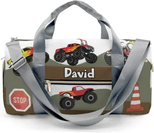 Custom Kids Duffel Overnight Dance Bag for Girls,Cool Monster Trucks Massif Personalized Dance Duffle Bag for Women Girls Customized Kids Gifts