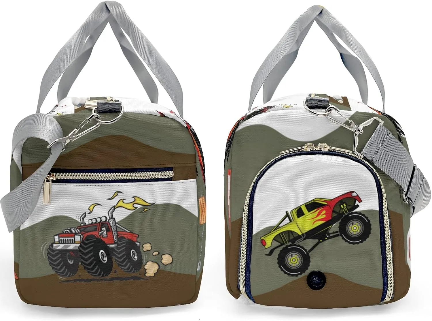 Custom Kids Duffel Overnight Dance Bag for Girls,Cool Monster Trucks Massif Personalized Dance Duffle Bag for Women Girls Customized Kids Gifts