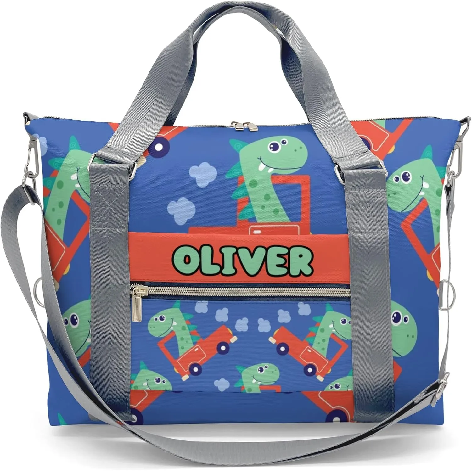 Custom Kids Duffel Overnight Dance Bag for Girls,Dinosaur Print Car Cool Personalized Dance Duffle Bag for Women Girls Customized Kids Gifts