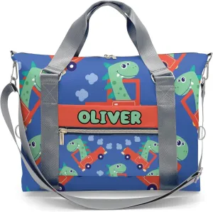 Custom Kids Duffel Overnight Dance Bag for Girls,Dinosaur Print Car Cool Personalized Dance Duffle Bag for Women Girls Customized Kids Gifts