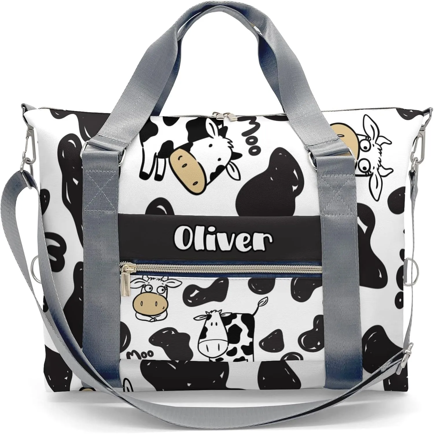 Custom Kids Duffel Overnight Dance Bag for Girls,Farm Animal Print Cow Personalized Dance Duffle Bag for Women Girls Customized Kids Gifts