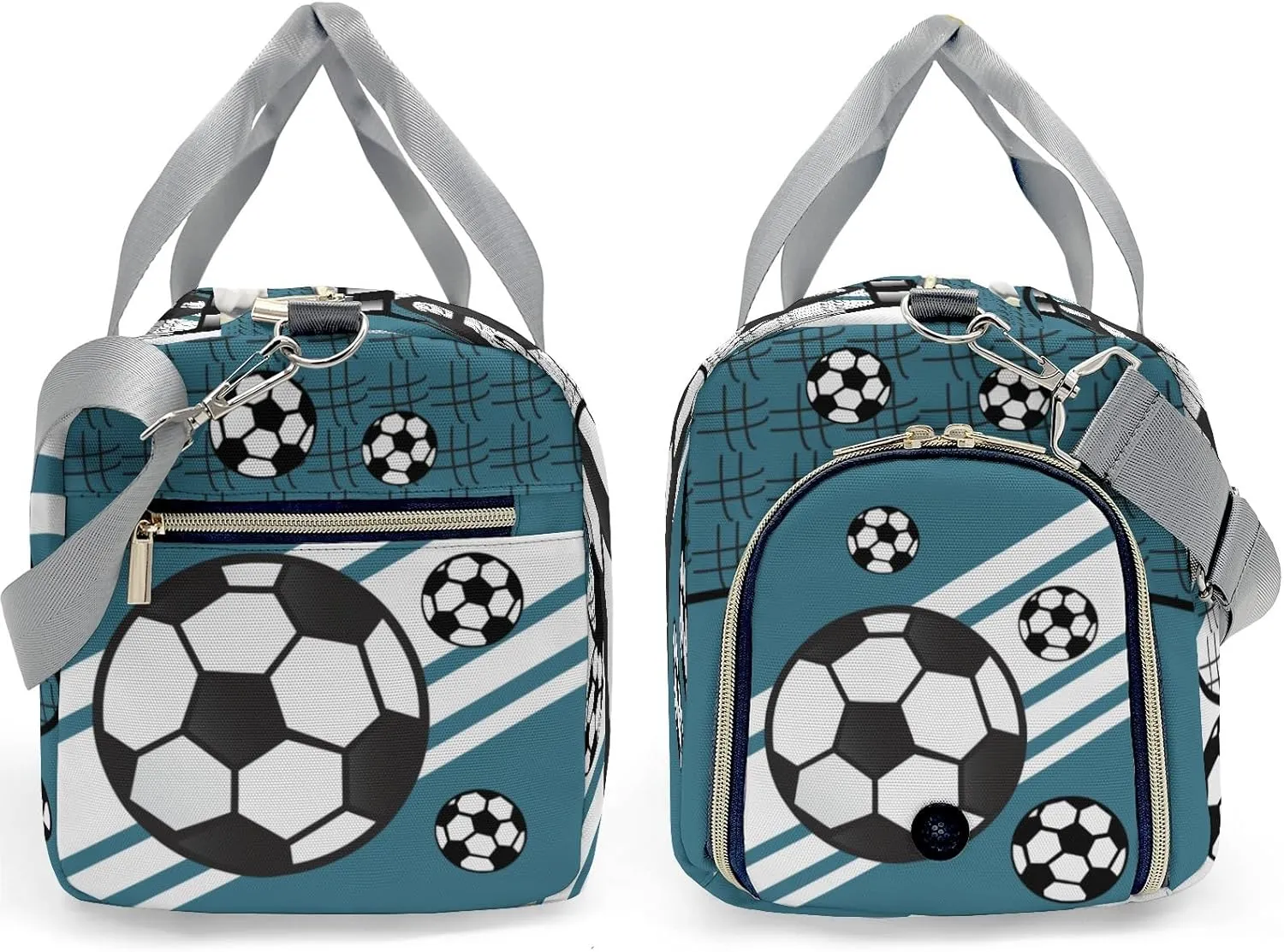 Custom Kids Duffel Overnight Dance Bag for Girls,Football Soccer Ball Number Deep Teal Personalized Duffle Bag for Boys Girls Customized Kids Gifts