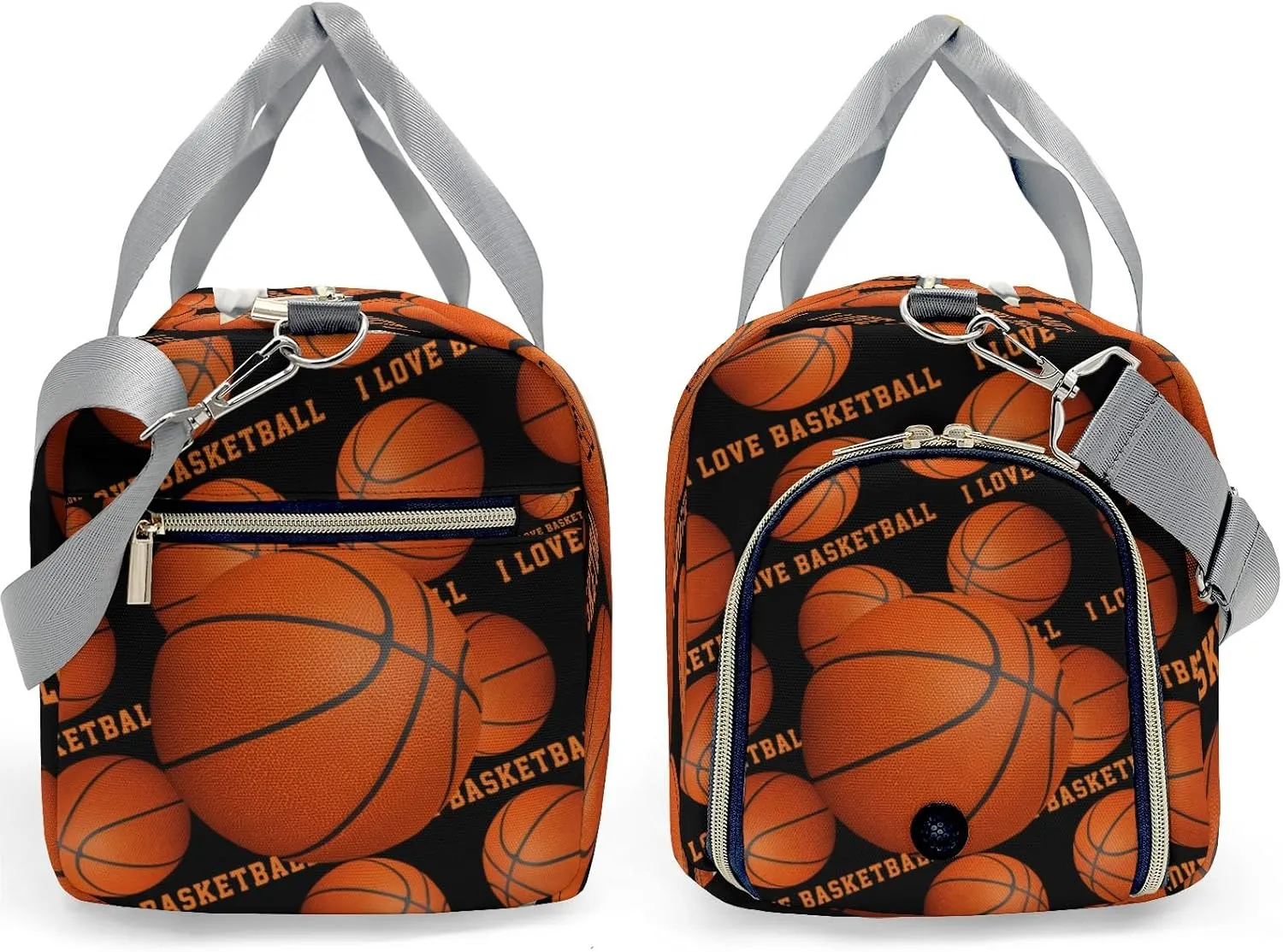 Custom Kids Duffel Overnight Dance Bag for Girls,I Love Basketball Sports Personalized Dance Duffle Bag for Women Girls Customized Kids Gifts