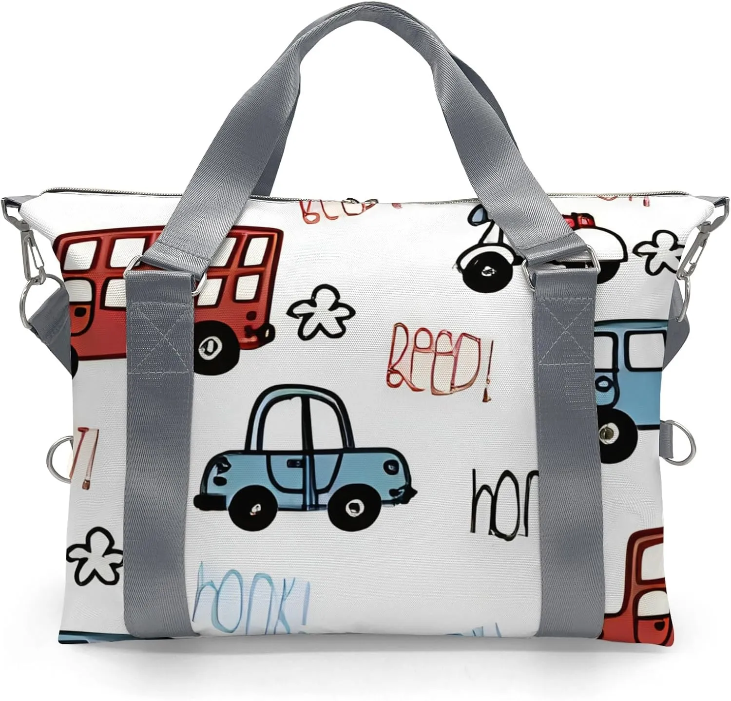 Custom Kids Duffel Overnight Dance Bag for Girls,Red Blue Beep Car Personalized Dance Duffle Bag for Women Girls Customized Kids Gifts