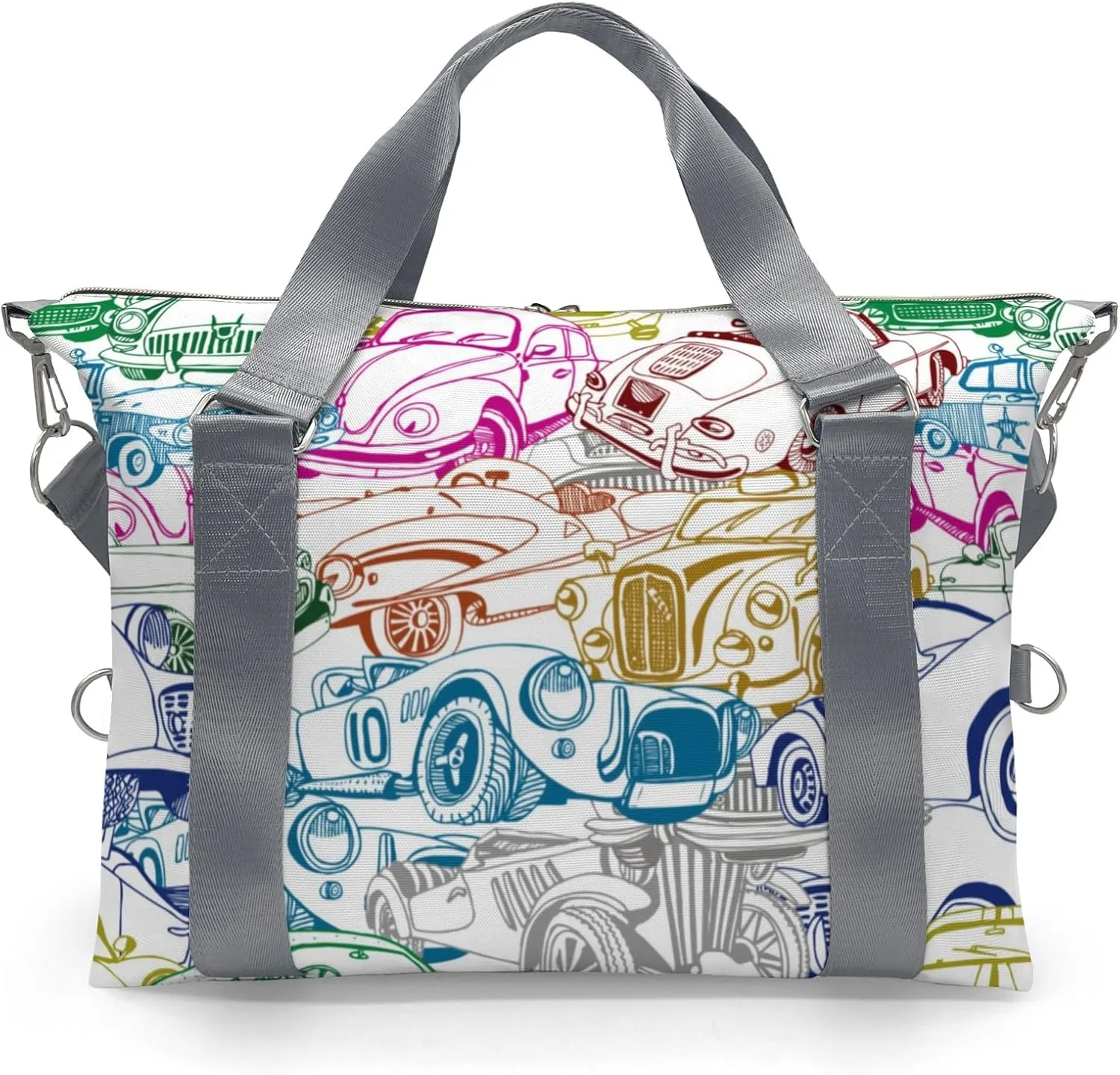 Custom Kids Duffel Overnight Dance Bag for Girls,Retro Car Collage Personalized Dance Duffle Bag for Women Girls Customized Kids Gifts