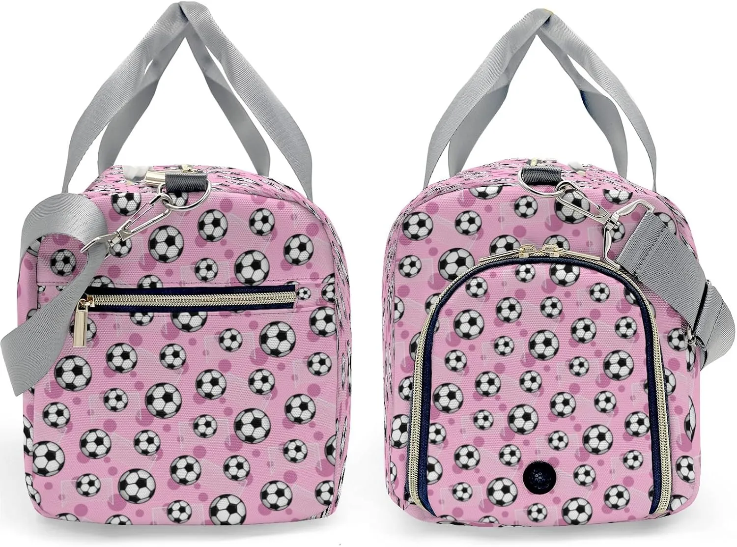 Custom Kids Duffel Overnight Dance Bag for Girls,Soccer Balls Goals Pink Personalized Dance Duffle Bag for Women Girls Customized Kids Gifts
