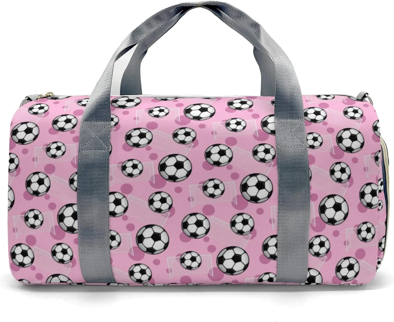 Custom Kids Duffel Overnight Dance Bag for Girls,Soccer Balls Goals Pink Personalized Dance Duffle Bag for Women Girls Customized Kids Gifts
