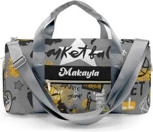 Custom Kids Duffel Overnight Dance Bag for Girls,Sport Basketball Player Jump Personalized Dance Duffle Bag for Women Girls Customized Kids Gifts