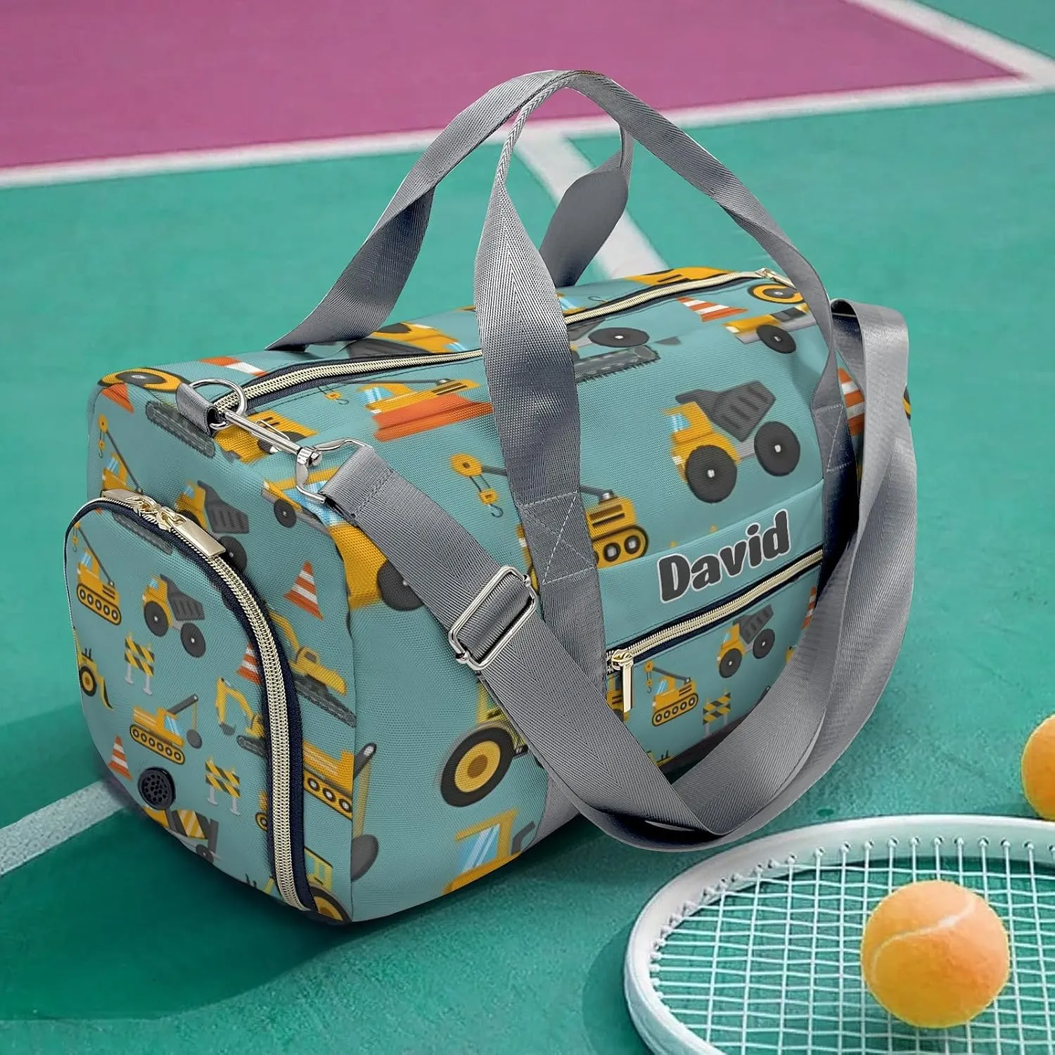 Custom Kids Duffel Overnight Dance Bag for Girls,Truck Dump Jump Personalized Dance Duffle Bag for Women Girls Customized Kids Gifts