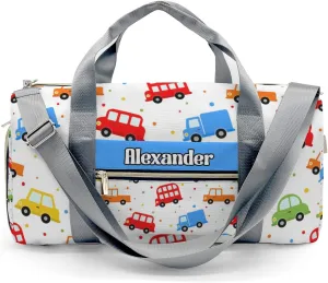 Custom Kids Duffel Overnight Dance Bag for Girls,Trucks Cars Buses Vehicles Personalized Dance Duffle Bag for Women Girls Customized Kids Gifts