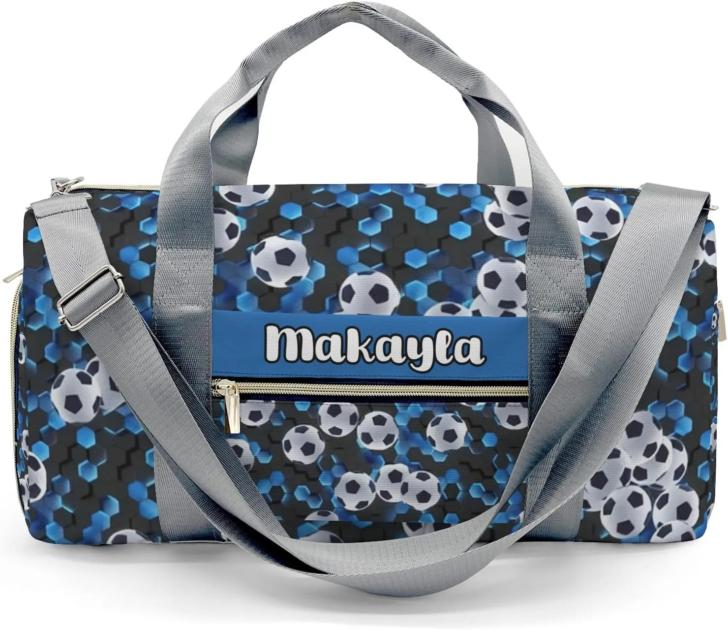 Custom Kids Football Soccer Print Duffel Overnight Dance Bag for Girls Personalized Dance Duffle Bag for Women Girls Customized Kids Gifts