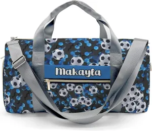 Custom Kids Football Soccer Print Duffel Overnight Dance Bag for Girls Personalized Dance Duffle Bag for Women Girls Customized Kids Gifts