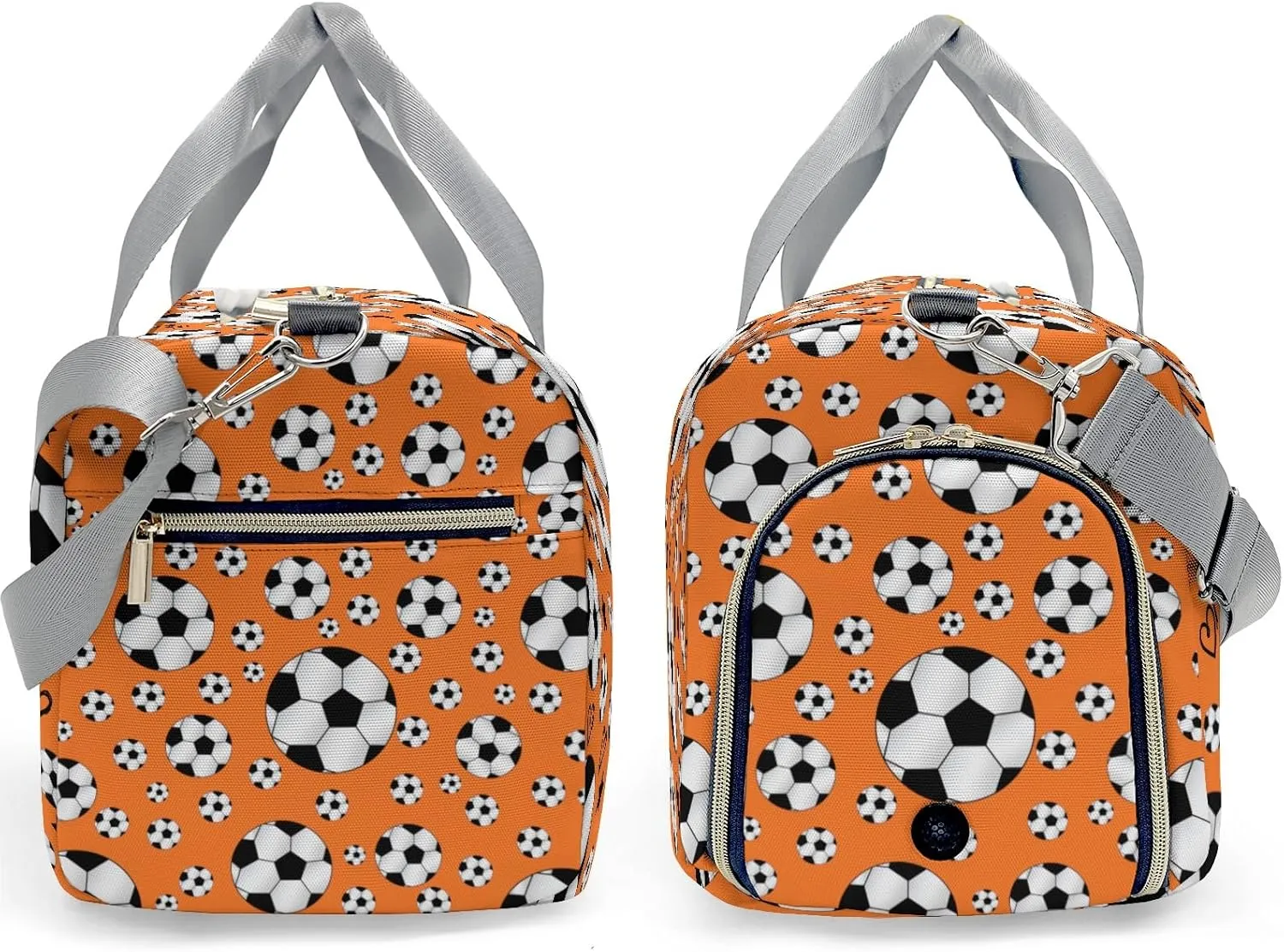 Custom Kids Sport Soccer Balls Team Number Orange Duffel Overnight Dance Bag for Girls Personalized Dance Duffle Bag for Women Girls Customized Kids Gifts
