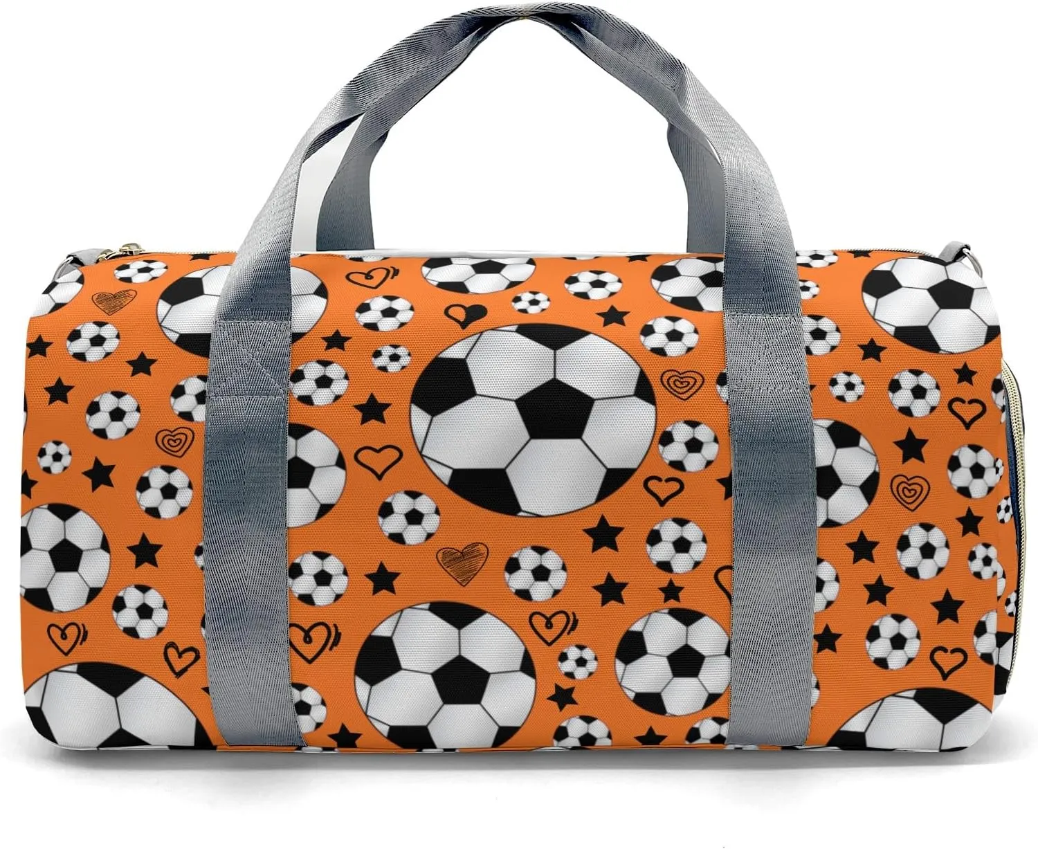 Custom Kids Sport Soccer Balls Team Number Orange Duffel Overnight Dance Bag for Girls Personalized Dance Duffle Bag for Women Girls Customized Kids Gifts