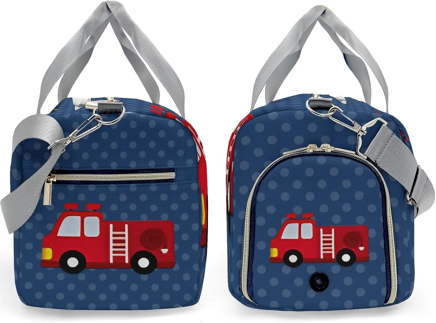 Custom MultiFunction Blue Dots Fire Equipment Truck Gym Duffel Bag – Travel Bag for Women and Men,Sports Gym Bag,Overnight Bag,Travel Tote Bags for Sports Workout