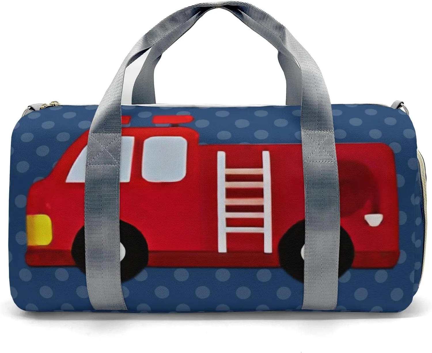 Custom MultiFunction Blue Dots Fire Equipment Truck Gym Duffel Bag – Travel Bag for Women and Men,Sports Gym Bag,Overnight Bag,Travel Tote Bags for Sports Workout